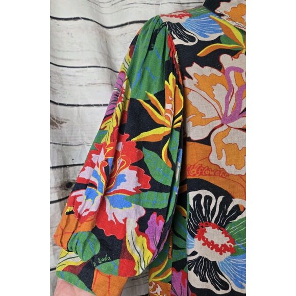 Scotch & Soda Orange Green Bishop Sleeve Dress - Picture 4 of 11